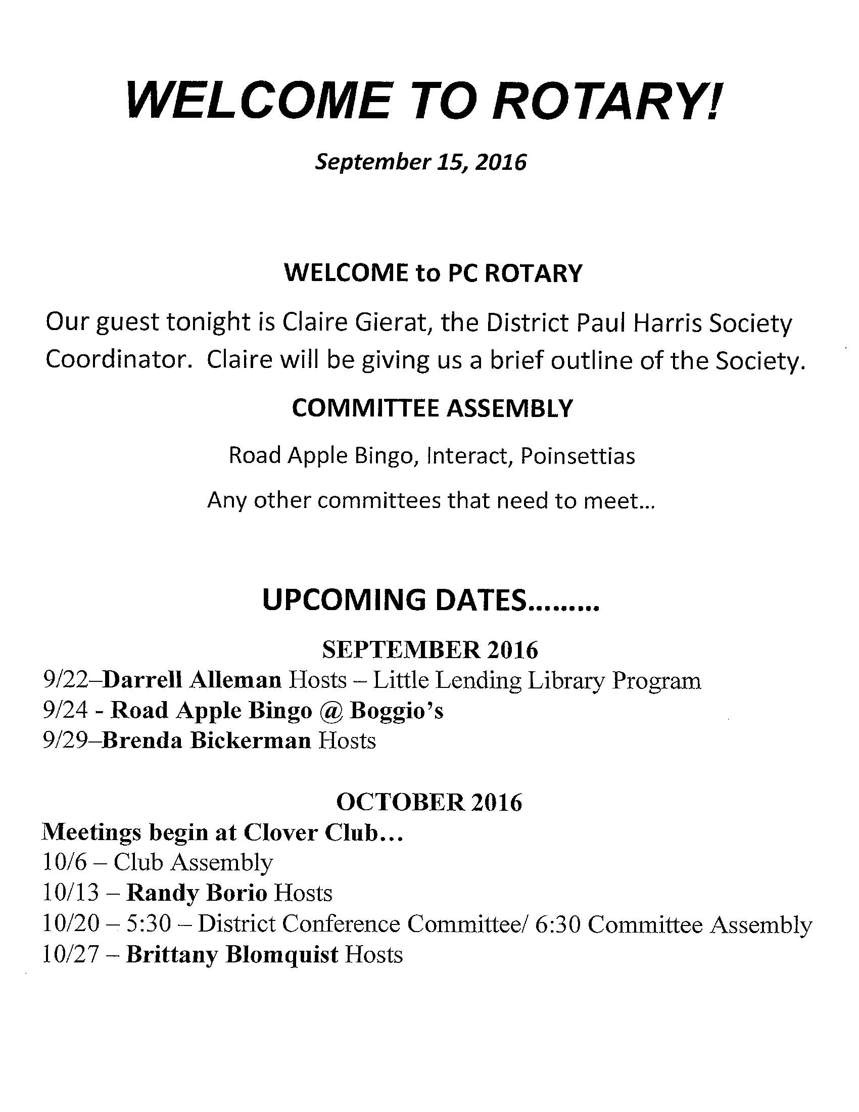 Club's Current Bulletins   Putnam County Rotary Club