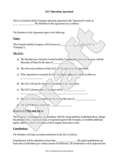 operating agreement template for llc llc operating agreement 