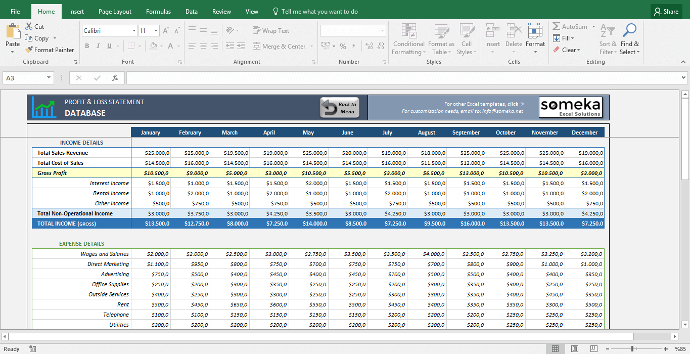 Profit And Loss Template In Excel