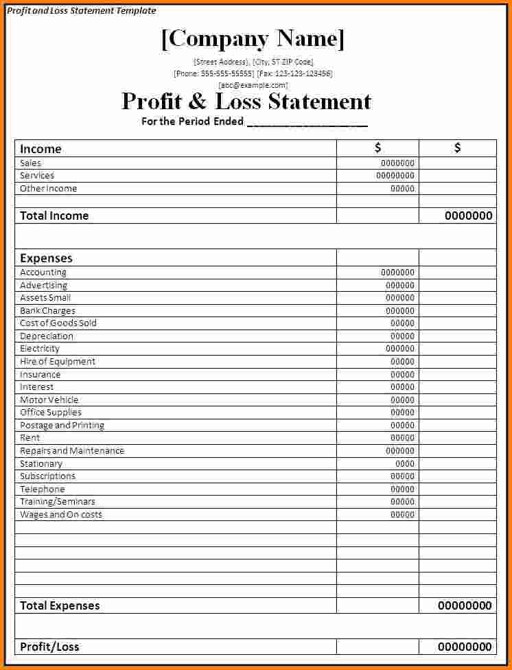 Profit and Loss Template   Profit and Loss Statement and Projection