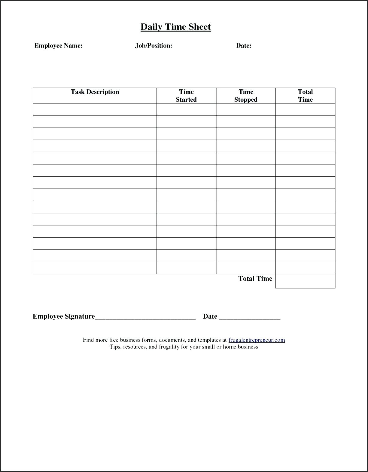 Free Printable Timesheets