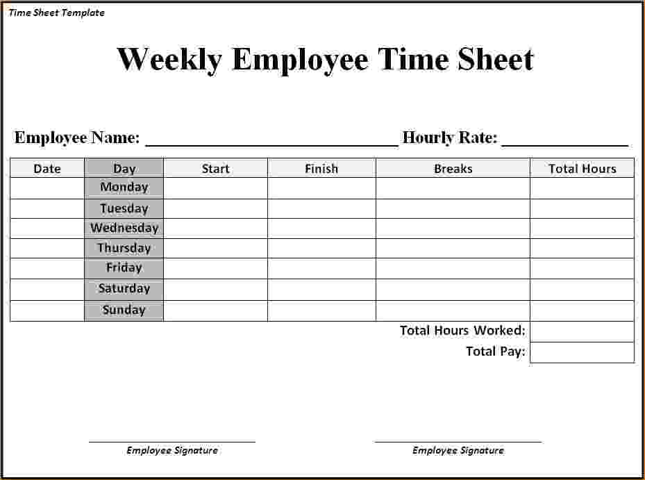 Weekly Timesheet Template Word