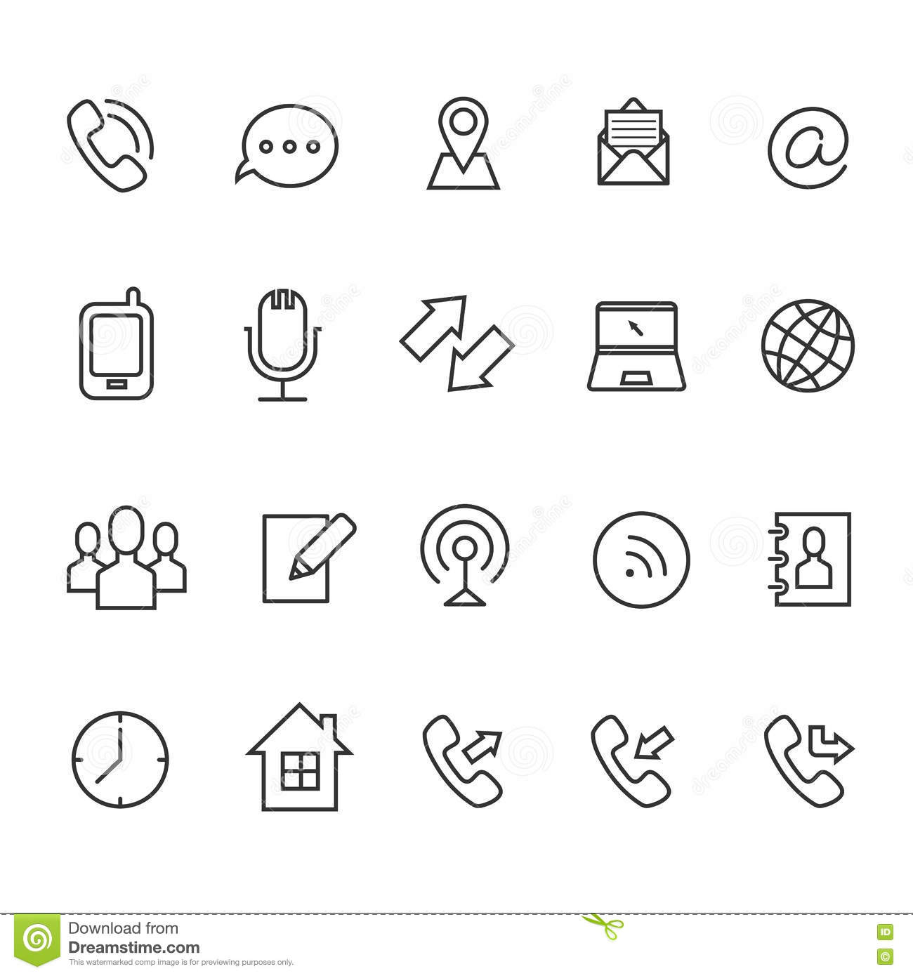 Communication Line Vector Icons For Business Card Stock Vector 