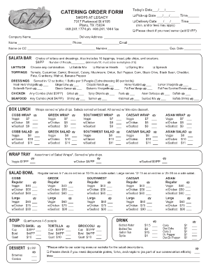Catering Order Form   Fill Online, Printable, Fillable, Blank 