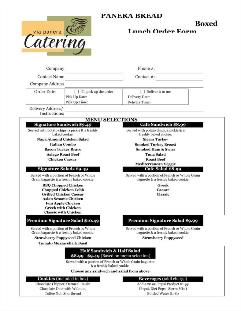 8+ Catering Order Form Free Samples, Examples Download | Free 