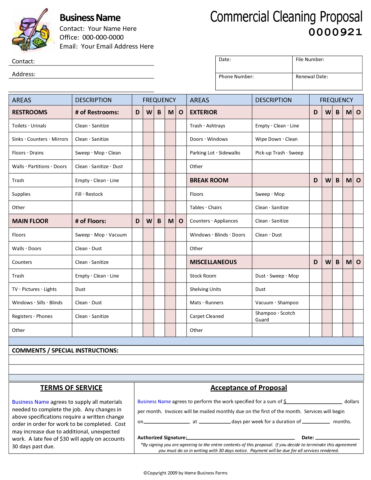 House Cleaning Bid Template Free