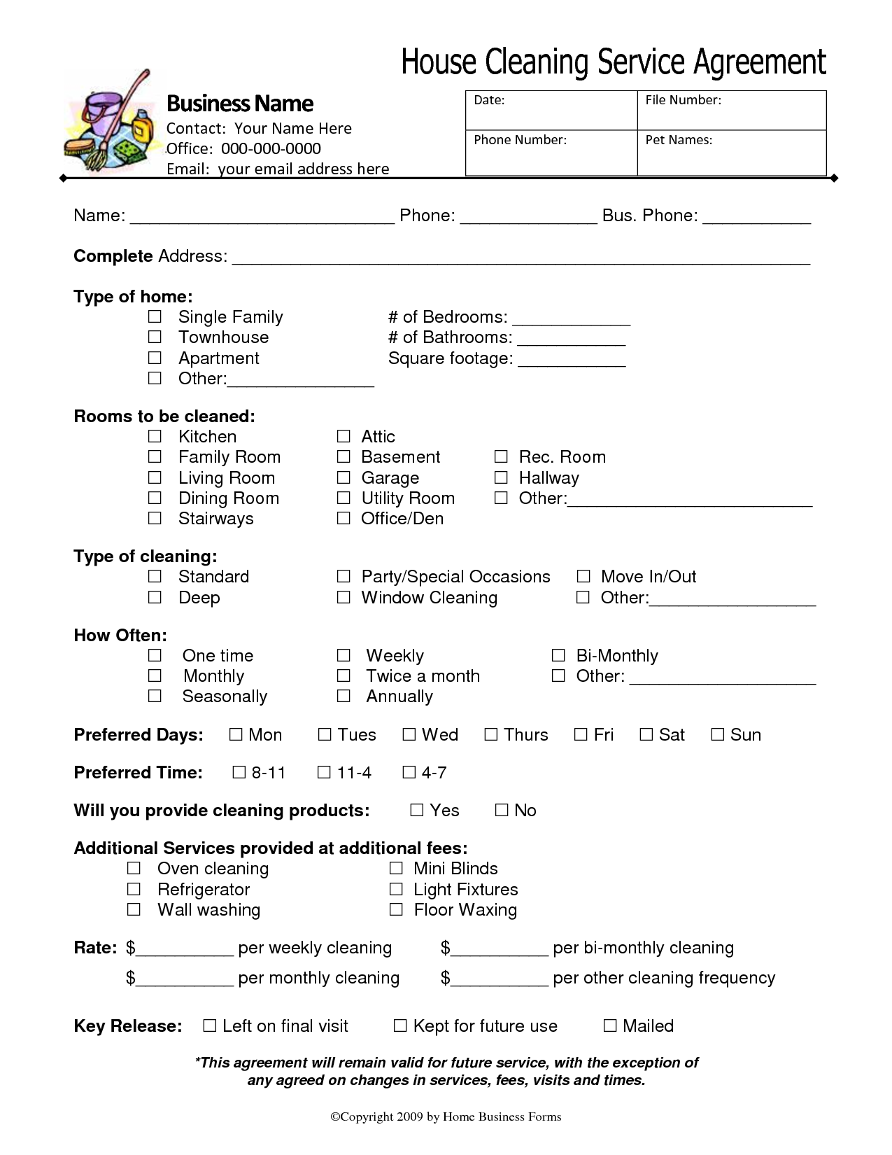 Cleaning Contracts Template Emmamcintyrephotography