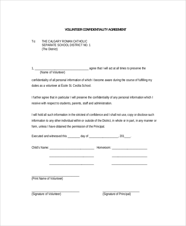 volunteer consent form template 12 volunteer confidentiality 