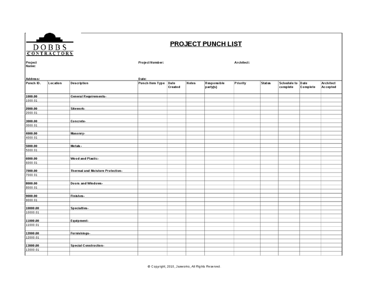 18 Images of Construction Punch List Template Excel | leseriail.com