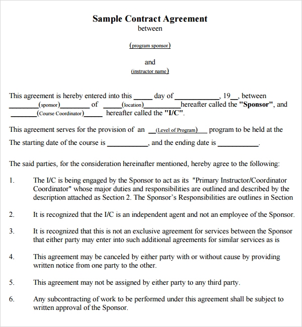 Agreement Between Two Parties For Money Word Format