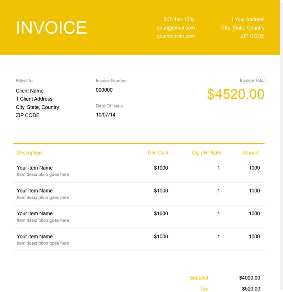 Free Contractor Invoice Template | FreshBooks
