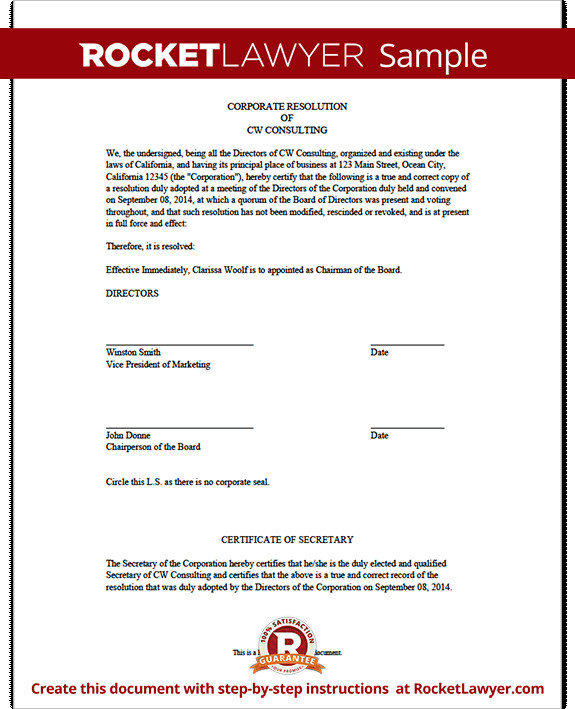 9+ Sample Corporate Resolution Forms | Sample Templates