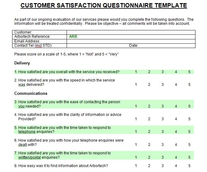 Printable Customer satisfaction survey template Microsoft word 