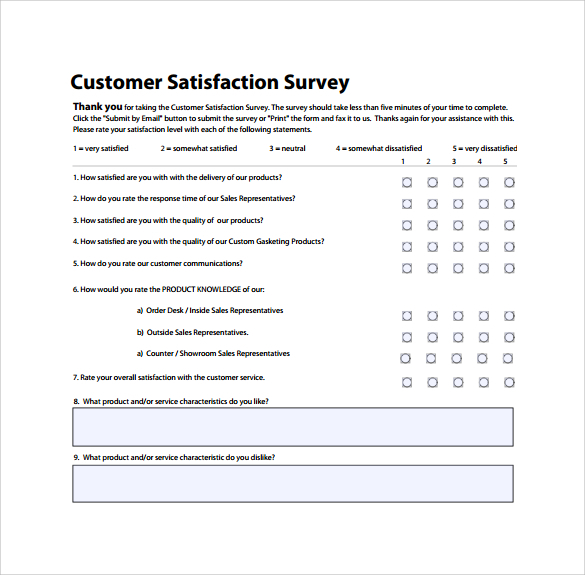 Customer Satisfaction Survey Template Word Emmamcintyrephotography