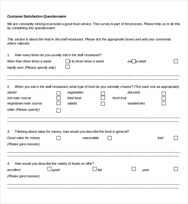 Template For Customer Satisfaction Survey | Sample Business Template