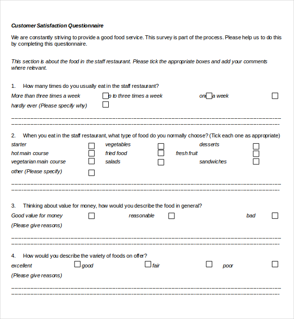  Customer Satisfaction Survey Template Word Emmamcintyrephotography