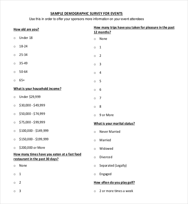 11+ Demographic Survey Templates – Free Sample, Example, Format 
