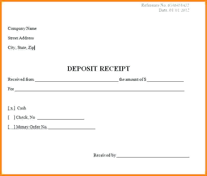 Deposit Receipt Template Word Free