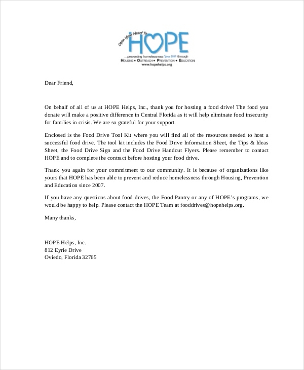 Donor Thank You Letter | All about Letter Examples