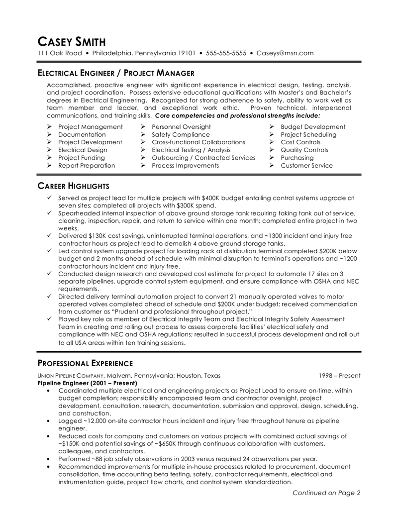sample resume electrical engineer   Ecza.solinf.co