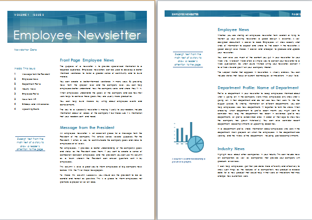 MS Word Employee Newsletter Template | Formal Word Templates
