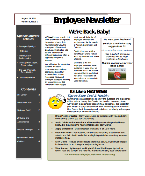free employee newsletter articles free employee newsletter 
