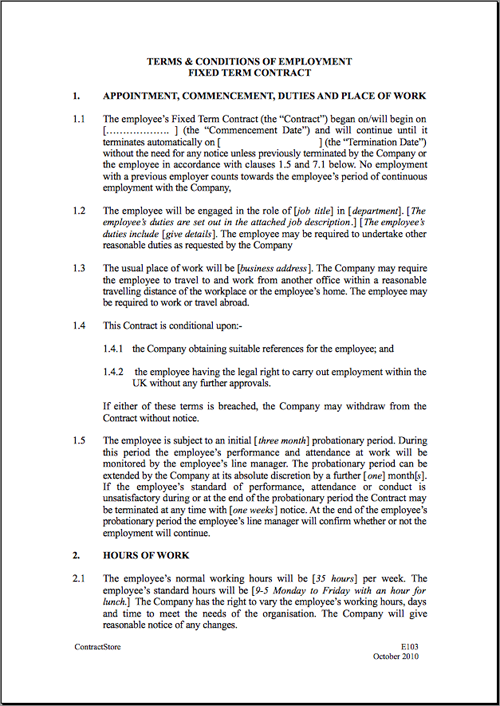 Employment Contract Template emmamcintyrephotography com