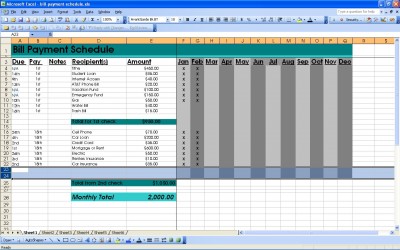 Bill Payment Schedule | Excel Bill Payment Schedule
