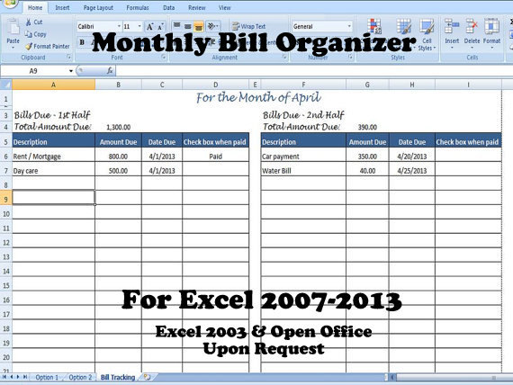 How To Organize Your Bills On Excel