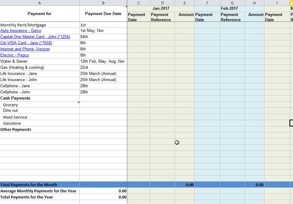 Excel Bill Tracker Emmamcintyrephotography