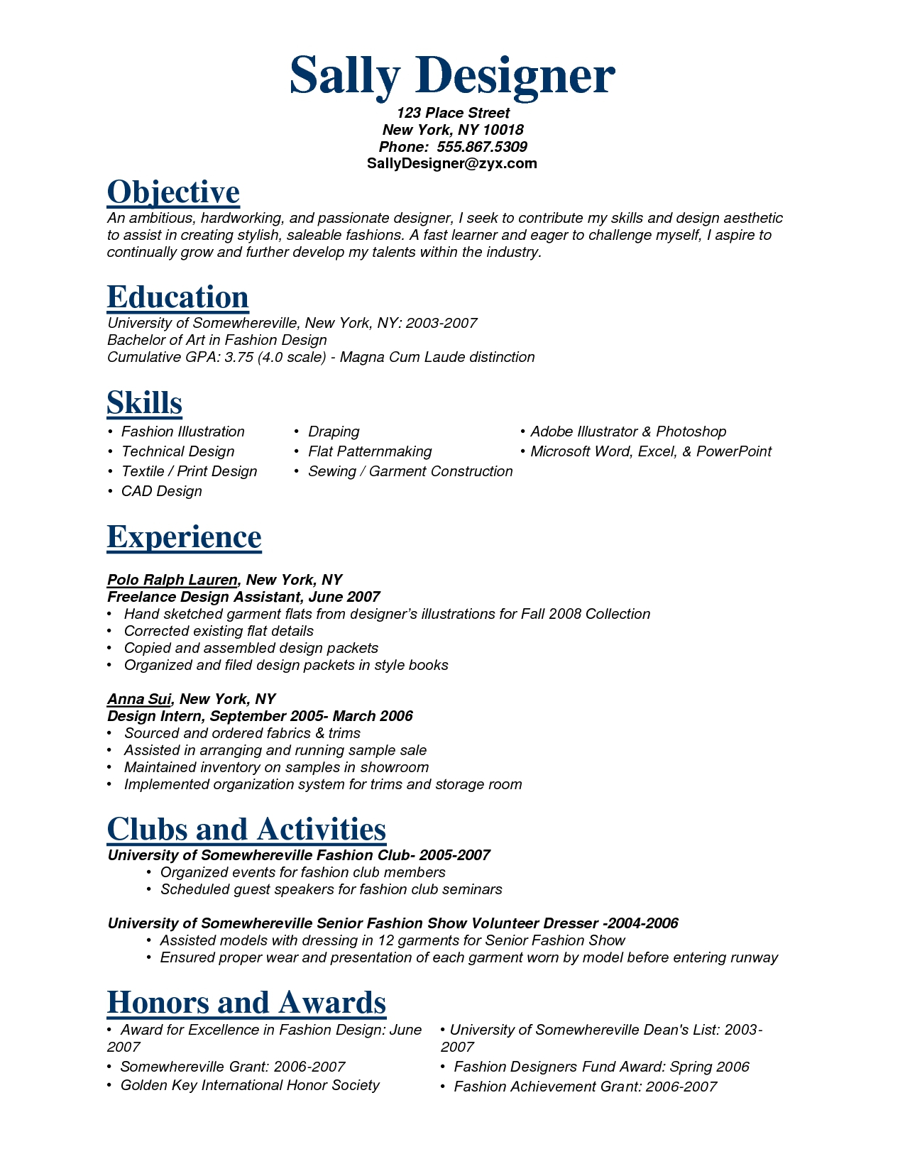 Fashion Design Resume Emmamcintyrephotography