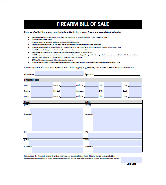 Create a Firearm Bill of Sale Form | Legal Templates