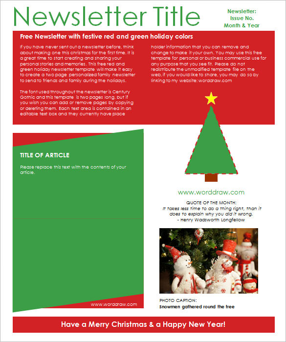 WordDraw.  Free Christmas Newsletter Templates