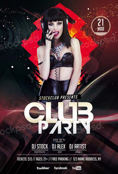 Free Club Flyer Backgrounds Club Party Free Psd Flyer Template 