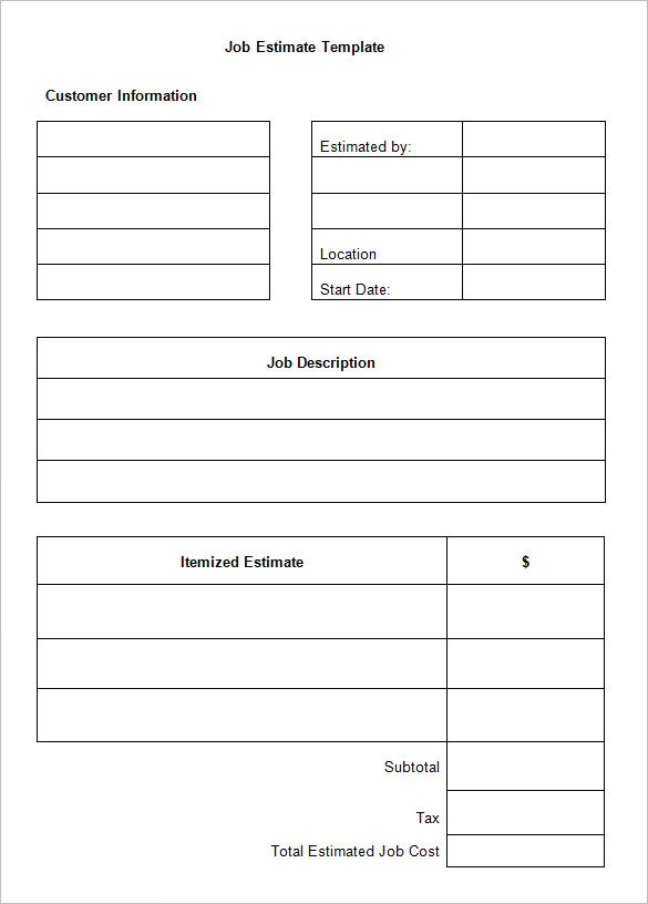 free estimate template pdf 10 sample estimate templates free word 