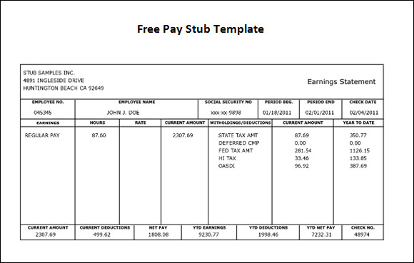 10+ Pay Stub Templates   Word Excel PDF Formats