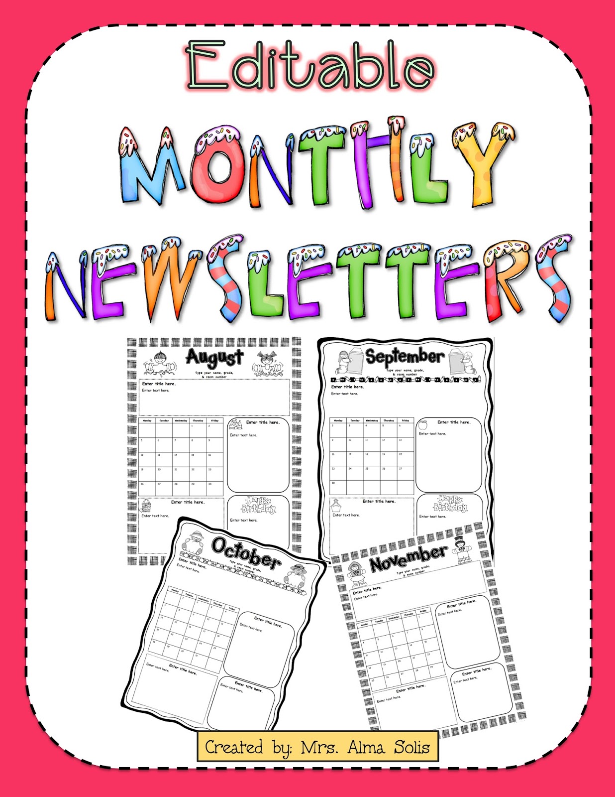 Free Monthly Newsletter Templates For Teachers Free Printable 
