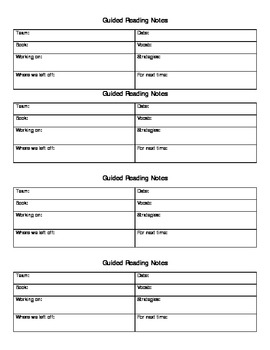 Guided Reading Notes Template by Lisa Fiema | Teachers Pay Teachers