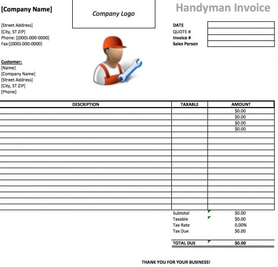 free handyman invoice template