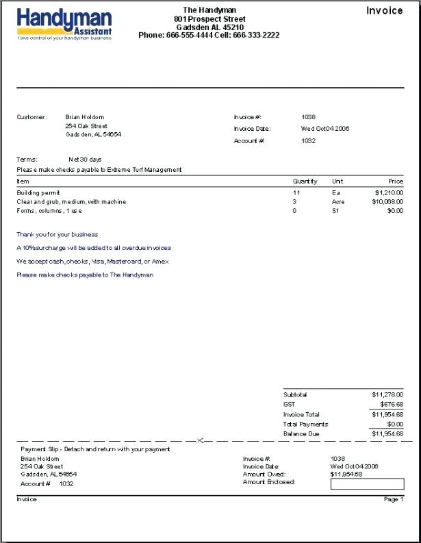 Invoice Template For Handymen And Plumbers For Life Pinterest 