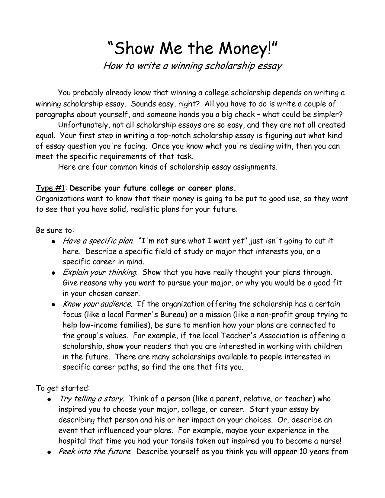 Scholarship essay layouts