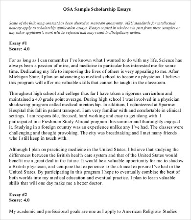 Scholarship essay layouts