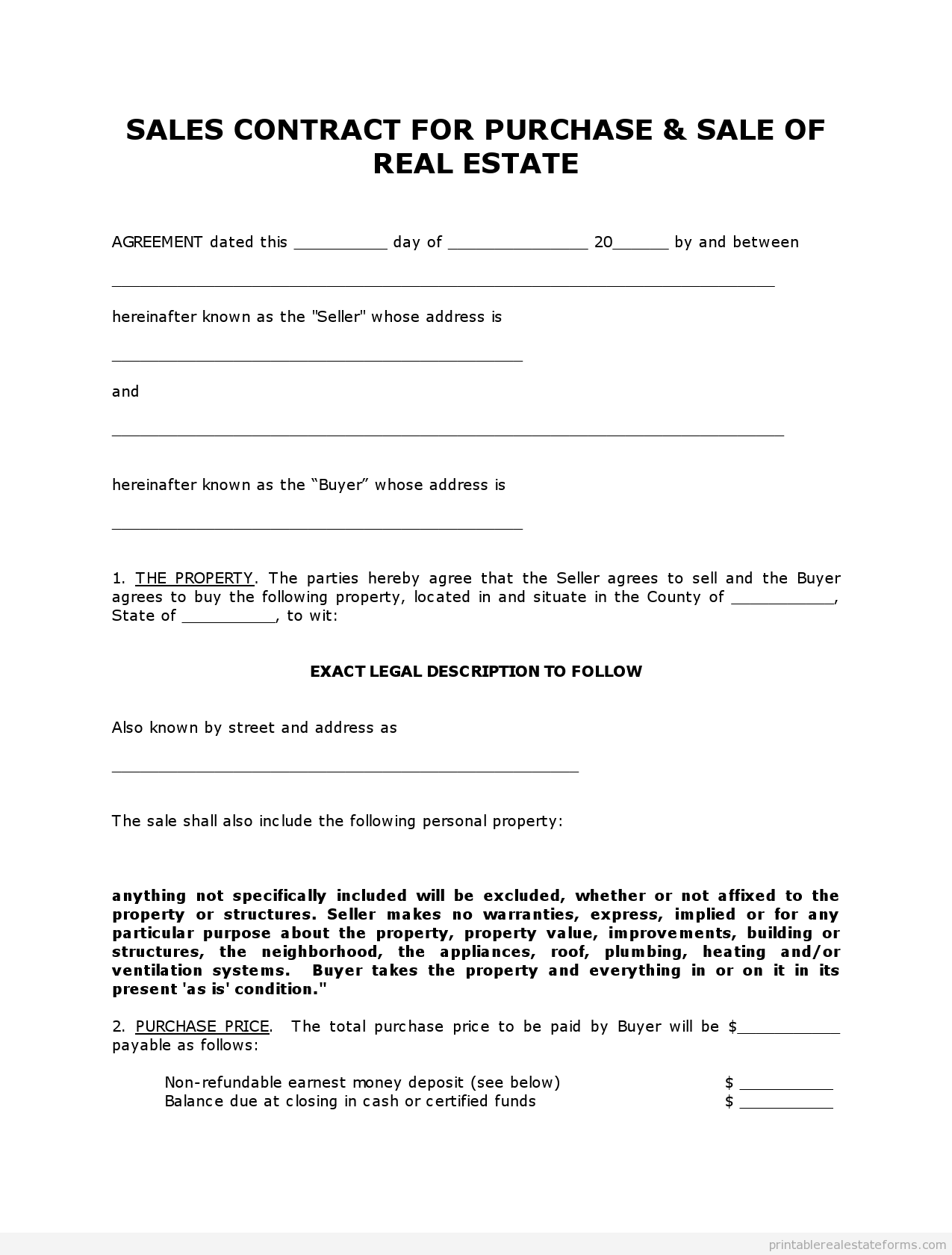 Land Contract Template Emmamcintyrephotography