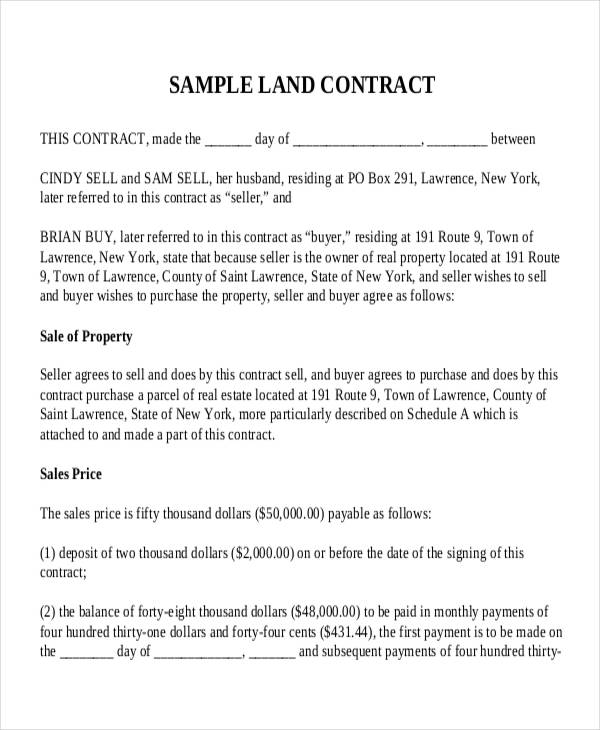 Land Contract Template Emmamcintyrephotography