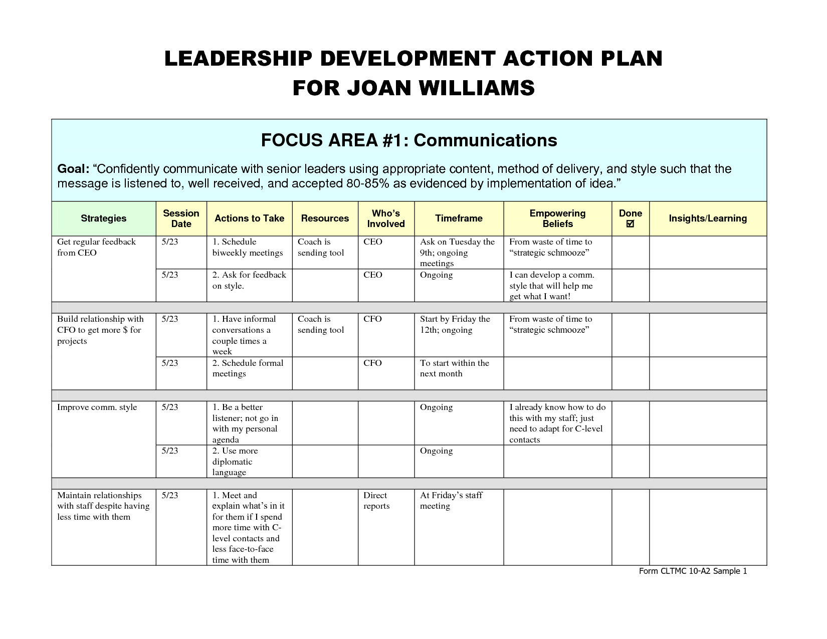 Template For Leadership Development Plan