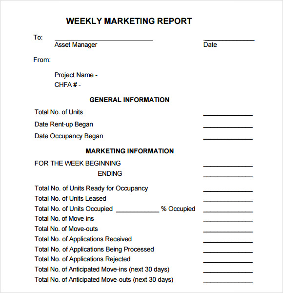 Marketing Weekly Report Template