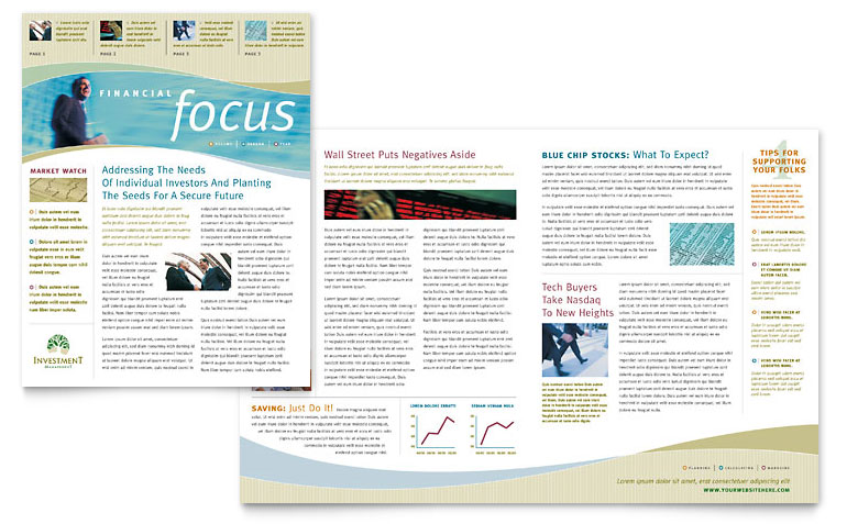 Investment Management Newsletter Template   Word & Publisher