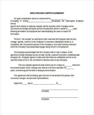 non compete agreement template sample non compete agreement forms 