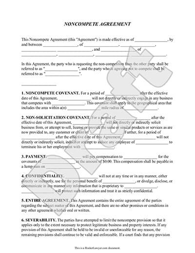 Noncompete Agreement Form | Noncompete Clause | Rocket Lawyer
