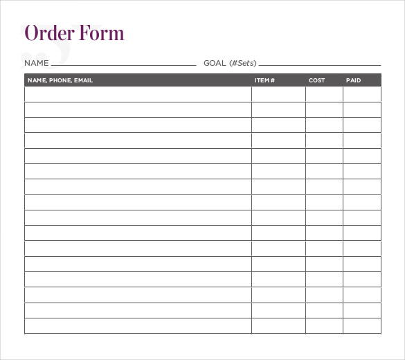 blank order sheet   Mini.mfagency.co